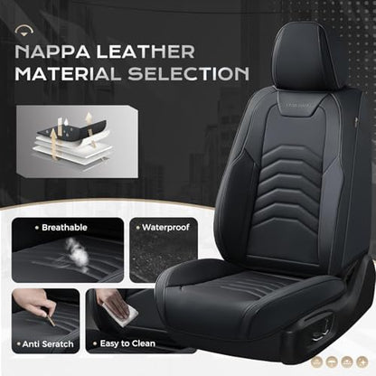 Coverado Car Seat Covers Front Seats, 2-Pack Black Seat Covers for Cars, Waterproof Leather Car Seat Covers for Cars, Car Seat Protector Car Seat Cushion Universal Fit for Most Cars Trucks SUV - Image 3