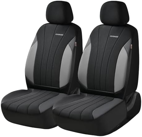 Coverado Seat Covers for Car 2 Seats, Breathable Mesh Seat Protectors, Grey, Universal Fit for SUV, Truck, Sedan - Image 2