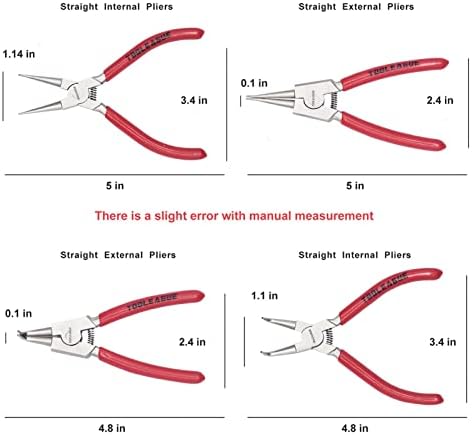 TOOLEAGUE 5" Small Snap Ring Pliers Set, Mini Circlip Pliers Kit, 4 Pcs - Image 2