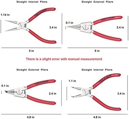 TOOLEAGUE 5" Small Snap Ring Pliers Set, Mini Circlip Pliers Kit, 4 Pcs - Image 2