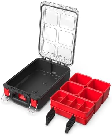 Tools Organizer, Small Parts Storage Toolbox, 9.3 * 14.6 * 4.8" Durable Hardware Box Storage, with Removable Inner Cups - Image 6