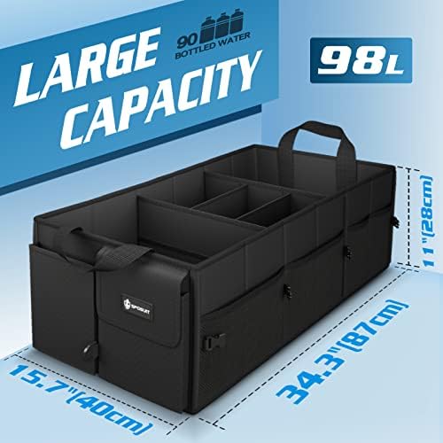 Sposuit Large Trunk Organizer with Cooler - 98L Collapsible Car Storage - Image 2