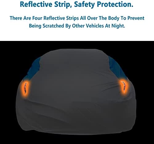 MORNYRAY Waterproof Car Cover All Weather Snowproof UV Protection Windproof Outdoor Full car Cover, Universal Fit for Sedan (Silvery, A6-Fit Sedan Length(207-216 inch) - Image 4