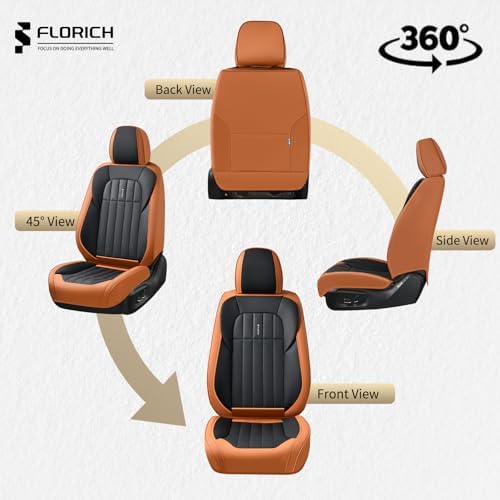 FLORICH Leather Seat Cover, Car Seat Covers Front Set, Waterproof Car Seat Protectors, Front Seat Covers 2 Pack, Automotive Seat Covers Protector Fit for Most Cars Trucks SUV - BrownBlack - Image 6