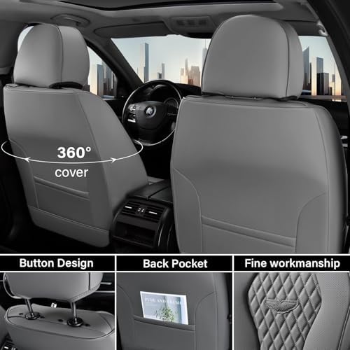 Coverado Seat Covers, Car Seat Covers Front Seats, Gray Car Seat Cover, Waterproof Car Seat Covers, Car Seat Cushion, Front Car Seat Covers Leatherette Car Seat Protector Universal Fit Most Cars - Image 4