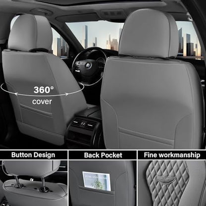 Coverado Seat Covers, Car Seat Covers Front Seats, Gray Car Seat Cover, Waterproof Car Seat Covers, Car Seat Cushion, Front Car Seat Covers Leatherette Car Seat Protector Universal Fit Most Cars - Image 4