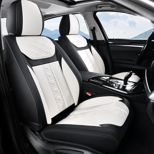 FLORICH Seat Covers, Atomutive Car Seat Covers Full Sets, Waterproof Seat Cover for Cars, Luxury Leather Universal Seat Cover Accessories Fit for Most Cars SUV Truck Sedans(White) - Image 2