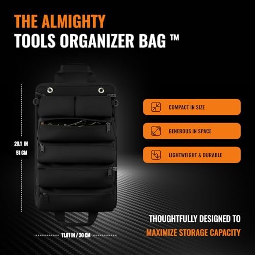 Heavy Duty Roll-Up Tool Organizer Bag | Black - Image 2