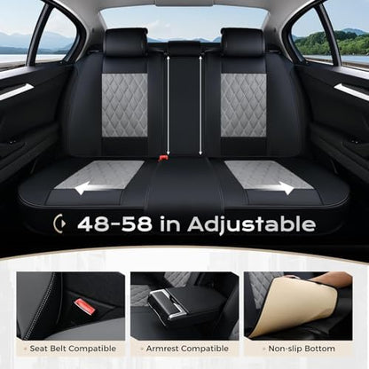 Coverado Car Seat Covers for Cars, Waterproof Automotive Seat Protectors, Leather Car Seat Covers Full Set, 5 Seats Driver Protectors Universal Fit for Cars SUVs, Trucks, Car Accessories - Black&Gray - Image 5