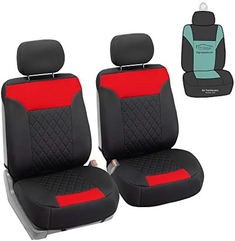 FH Group Car Seat Cover Cushion - 2 Pack Seat Covers for Cars Trucks SUV, Red Black Neosupreme Car Seat Cushions, Car Seat Cover Cushion, Universal Fit Car Seat Protector by FHGroup