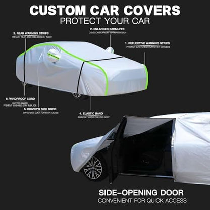 Waterproof Car Cover for Renault Rodeo 5, 1981-1986, Outdoor Full Car Covers with Door Zipper, Large Auto Cover Sun Snow Rain UV Dust Resistant - Image 2