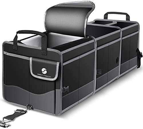 Trunk Organizer with Cooler, Collapsible Trunk Storage Container with Non Slip Bottom Strips, Large Multi-Compartment Waterproof Car Trunk Organizer Groceries for Vehicle Sedan, Suv, Truck,Van(Black) by ORIENTFAMULAY