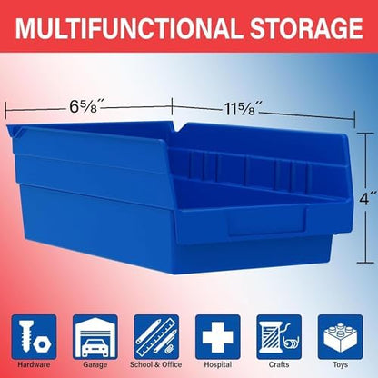 Akro-Mils 30130 Heavy Duty Plastic Shelf Bins, 12"x 6.5"x 4", Blue, 12-Pk - Image 2