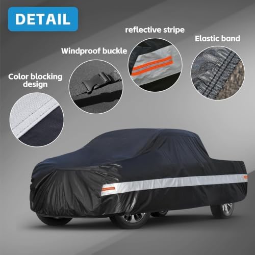 10 Layers Truck Cover Waterproof All Weather. Pickup Truck Cover Rain Snow UV Dust Protection. Length Up to 205 inches, Universal Fit for HR-B-PK-S(A-535)-0. - Image 3