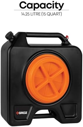 Groz 15 Quart Oil Drain Pan with Wheels & O-Ring Seal - 8" Wide Opening, Catch Basket, Leak-Proof Spout for Trucks, Cars, Fleet Maintenance (41966) - Image 2