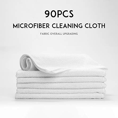 CARTMAN 14x14 Inch 90 Pack 280GSM Microfiber Cleaning Cloths, White - Image 2