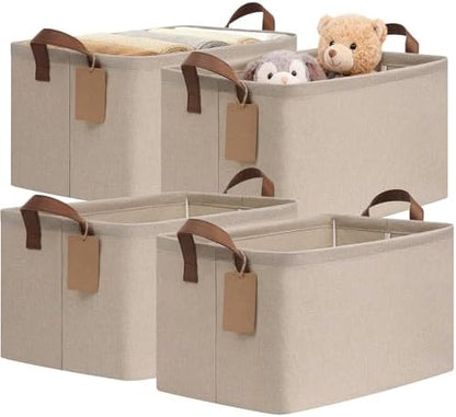 CHICVITA 4 Pack Large Fabric Storage Baskets for Shelves, 30L Brown by CHICVITA
