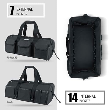 HAUTMEC 24" Large Contractors Tool Bag, Wide Mouth Tool Bag with Hard Base & Metal Frame, 21-Pocket Double Zippers Heavy-Duty Tool Organizer for Heavy Tools – HT0184 - Image 5