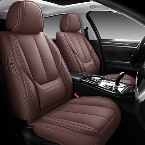 MINGBRON Seat Covers, Car Seat Covers Front Seats, Car Seat Cover, Car Seat Protector Waterproof, Car Seat Cushion Nappa Leather, Brwon Seat Covers Carseat Cover Universal Fit for Most Cars by MINGBRONCARSEATCOVER