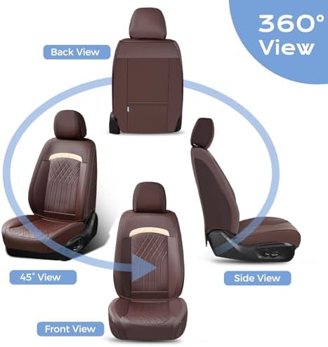 FLORICH Car Seat Covers Full Set, Leather Seat Covers for Cars, Car Seat Protector Waterproof Breathable, Universal Automotive Seat Covers, Front and Rear Car Seat Cover Fit for Most SUV Pick-up Truck - Image 2