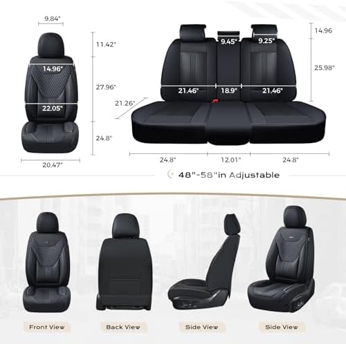 Coverado Car Seat Covers with Lumbar Support, Front Covers for Cars, Universal Automotive Seat Cover, Waterproof, Leather Car Seat Cushion, Interior Seat Protectors for Most Cars - Image 6