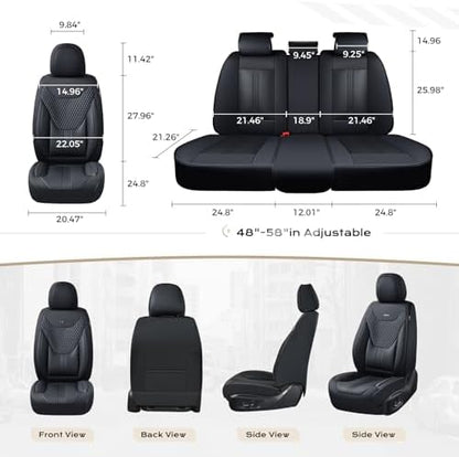 Coverado Car Seat Covers with Lumbar Support, Front Covers for Cars, Universal Automotive Seat Cover, Waterproof, Leather Car Seat Cushion, Interior Seat Protectors for Most Cars - Image 6
