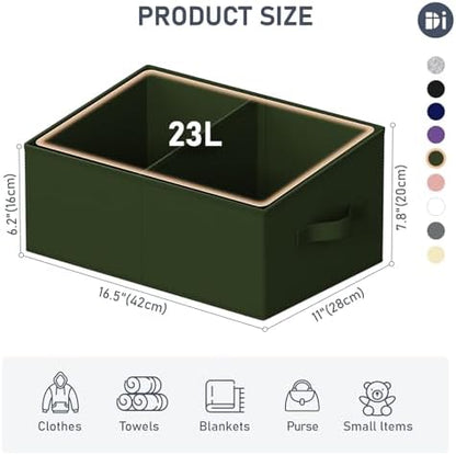 DIMJ Large Closet Shelf Organizer Bins 8 Packs with Handles and Divider, Fabric Trapezoid Storage Baskets, Foldable Clothes Containers Box for Shelf, Towel, Book, Toy, Purse, Hats, Green - Image 2
