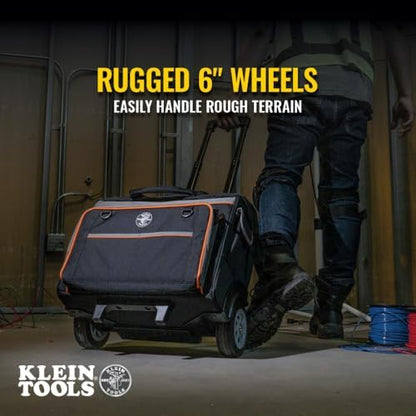 Klein Tools 55452RTB Tool Bag, Water Resistant Tool Storage Organizer Rolls on Rugged 6-Inch Wheels, 24 Pockets, Load Tested to 200-Pound - Image 5