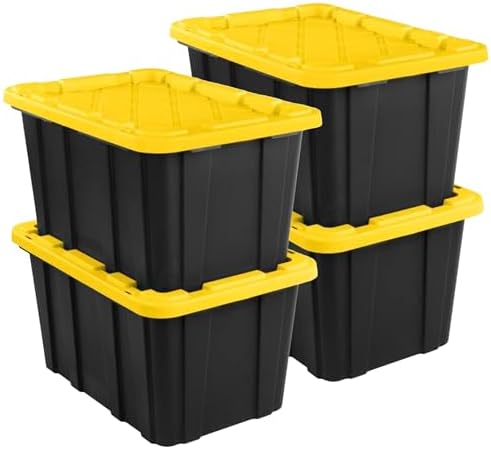 Sterilite Industrial Storage Tote with Lids for Garage, 27 Gallon, 4-Pack by Sterilite