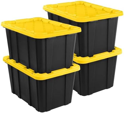 Sterilite Industrial Storage Tote with Lids for Garage, 27 Gallon, 4-Pack by Sterilite