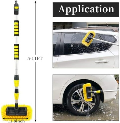 Buyplus 5-12 Foot (20 ft Reach) Car Wash Brush with 12-Inch Soft Bristle, On/Off Switch Telescopic Car Truck Boat Washing Brush with Hose Attachment for Cleaning RVs, House Siding, Floors and More! - Image 4
