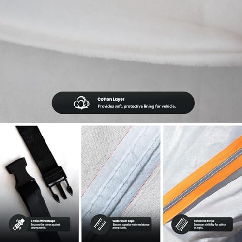 Waterproof DeVille(1994-1999) Car Cover with Breathable Vents, [2026 Upgrade] Premium Covers with Cotton Liner and Zipper Door, Sun Rain Snow Dust Uv Protection. - Image 6