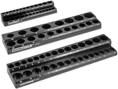 OEMTOOLS 22487 3 Piece Metric Magnetic Socket Organizers for Toolboxes, Socket Holder, Black Tool Box Organizer by OEMTOOLS