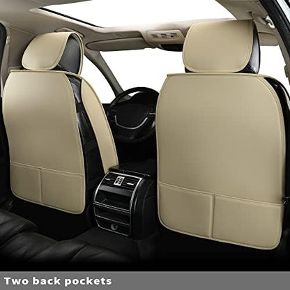 Car Seat Covers Front Pair,Universal Fit for Most Cars,SUV,Sedans and Pick-up Trucks,Automotive Faux Leather Vehicle Cushion Covers(Front Pair,Beige) - Image 3