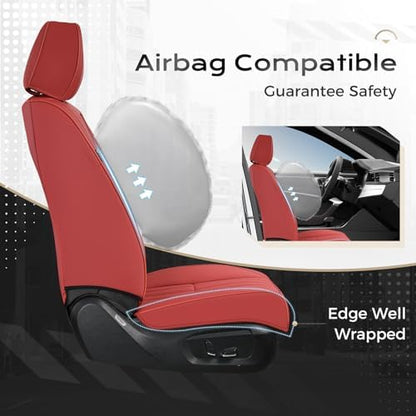 Coverado Car Seat Covers Full Set, Seat Covers for Cars, Car Seat Cover, Car Seat Protector, Leather Car Seat Cushion, Waterproof Car Seat Covers Front Seats and Back Fit for Most Cars(Red) - Image 4