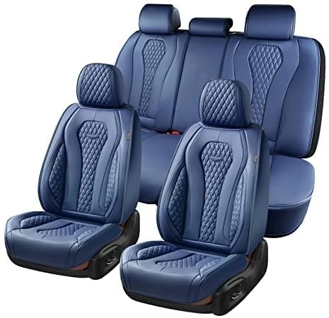 Coverado Seat Covers, Car Seat Covers Full Set, Blue Car Seat Cover, Car Seat Covers Front Seats Back Seat Cover, Waterproof Car Seat Cushion,Leather Seat Covers Seat Protector Universal Fit Most Cars - Image 2