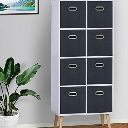 Black Fabric Cubby Storage Bins,13x13x13 Inches ,Cube Organizer Bin Foldable Storage Boxes with Dual Handles Fabric Organizer Box and collapsible Storage basket,Set of 3,Grey - Image 6