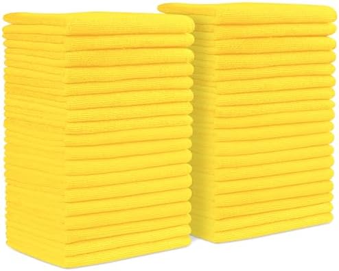Yellow Microfiber Towels (Value Pack of 36) Size 16" x 16" Large, Highly Absorbent Cleaning Rags, Lint Free Towels, Reusable and Washable, Microfiber Towel for Cars by Unknown