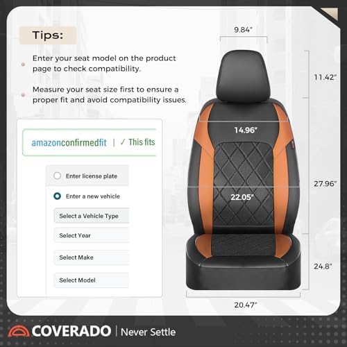Coverado Car Seat Covers, Front Seat Covers, 2 Front Automotive Seat Cover, Mesh Breathable Seat Protectors, Universal Fit for Most Cars - Image 6