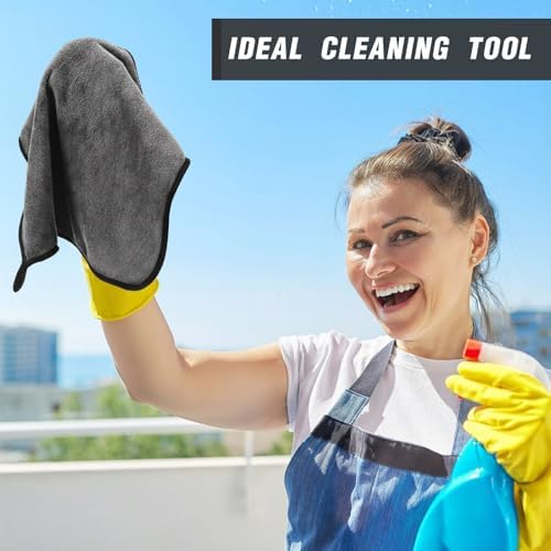 Tallew 18 Pcs Gray Microfiber Towels: 16"x16" Microfiber Drying Towels Bulk Micro Fiber Car Cleaning Cloth for Cars Drying Washing Polishing Cleaning Household Supplies - Image 6
