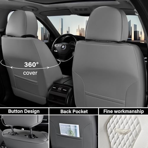 Coverado Seat Covers, Car Seat Covers Full Set, White Car Seat Cover, Car Seat Cushion Waterproof, Front Seats Back Seat Covers, Luxury Seat Cover Car Seat Protector Universal Fit Most Cars - Image 5