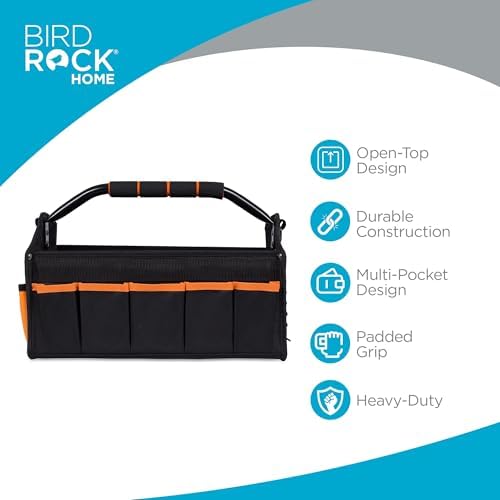INTERNET'S BEST Open Top Electricians Tool Bag - Custom Electrician Organizer, Tool Carrier - 16 Pocket Utility Tool Box - Portable Shoulder Tote for Tech, Plumbers, Painters, Construction - 17 Inch - Image 2