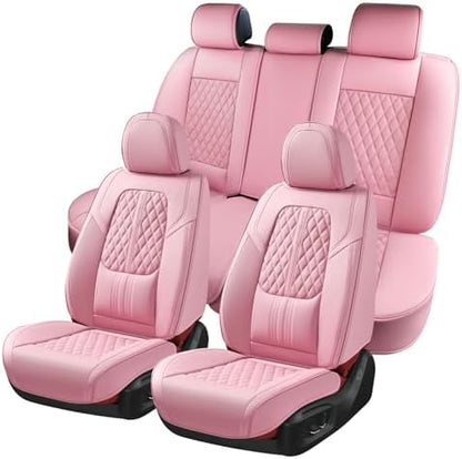 Coverado Car Seat Covers Full Set, Automotive Front and Rear Seat Covers with Backrest, Nappa Leather Car Seat Protectors Waterproof, Universal for Most Vehicles by COVERADOAUTO