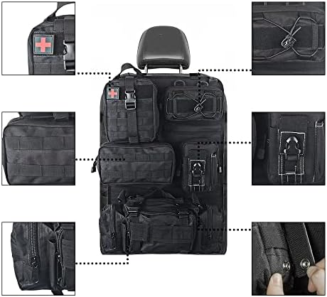Universal Tactical Seat ​Back Organizer Vehicle Molle Panel Organizer Storage Bag with 5 Detachable Molle Pouch for All Vehicel Such as Jeep,Truck,SUV, Car, Ford,Chevy etc - Image 3