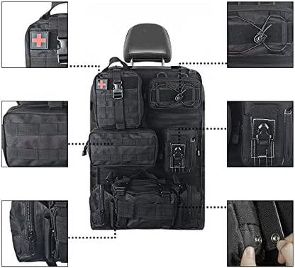Universal Tactical Seat ​Back Organizer Vehicle Molle Panel Organizer Storage Bag with 5 Detachable Molle Pouch for All Vehicel Such as Jeep,Truck,SUV, Car, Ford,Chevy etc - Image 3