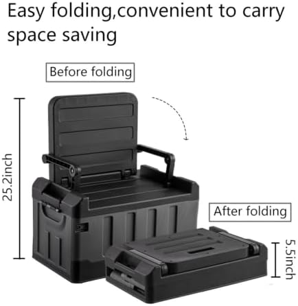 60L Foldable Seatable Camping Box Storage Bins with Lids Trunk Organizer - Image 2
