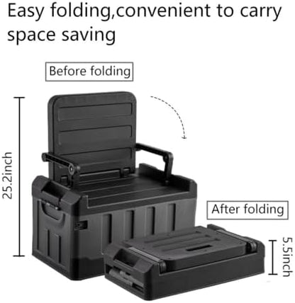 60L Foldable Seatable Camping Box Storage Bins with Lids Trunk Organizer - Image 2