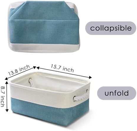 Organization and Storage Basket for Organizing - 12X8X5.2 inch 6 Pack Fabric Cube Storage Bin Collapsible Baskets for Shelves, Storage Box for Cloth Decorative room (White & Green) - Image 5