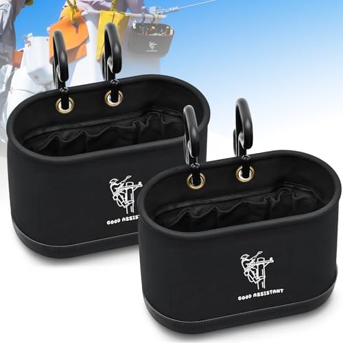 Vesici 2 Pcs Black Lineman Oval Bucket Tool Bag Organizer with Hooks by Vesici