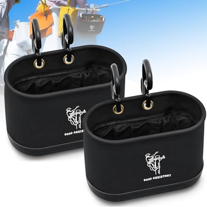 Vesici 2 Pcs Black Lineman Oval Bucket Tool Bag Organizer with Hooks by Vesici